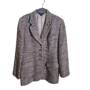 Austin Reed Vintage 100% Silk Tweed Multicolored Blazer Jacket Size 12